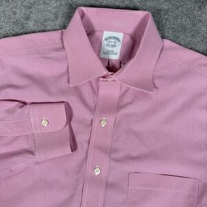 Brooks Brothers Shirt‎ Men's 15.5 32 Pink Check Long Sleeve Button Up Slim Fit